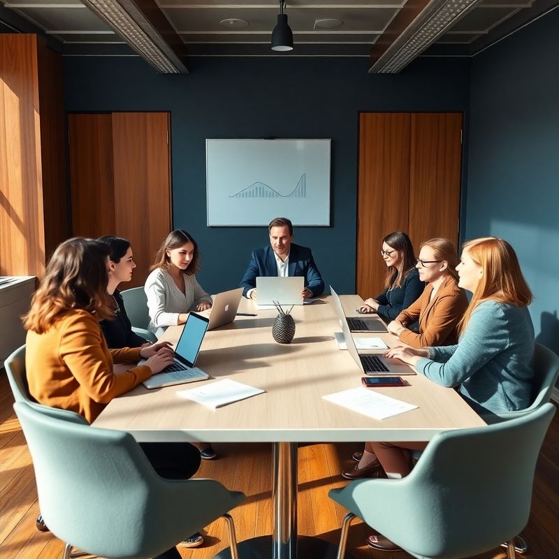 Echipa GrowthBlueprint în jurul mesei de conferință